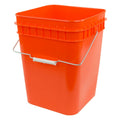 4 Gallon Orange HDPE Economy Square Bucket with Wire Bail Handle & Plastic Hand Grip (Lid Sold Separately)