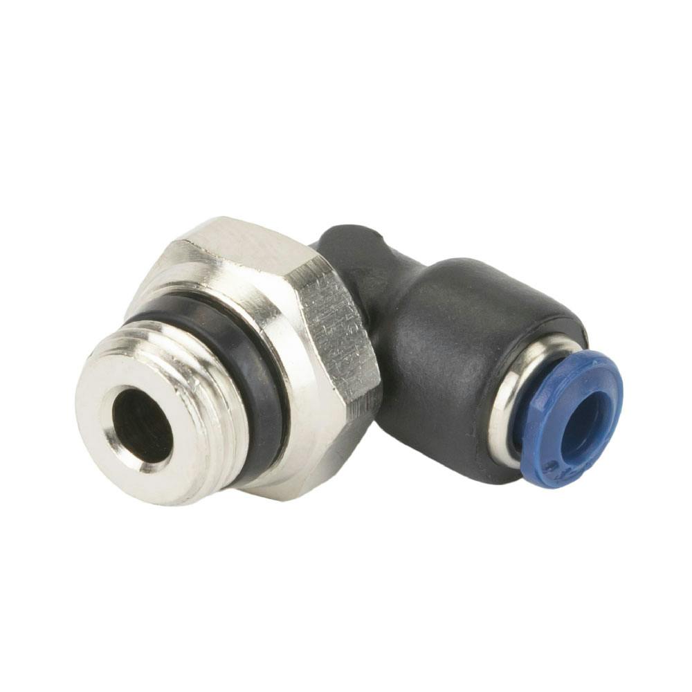 1/8" Tube OD x 1/8" SWIFTFIT Universal Thread 85 Series Black Nylon Male 90° Swivel Elbow