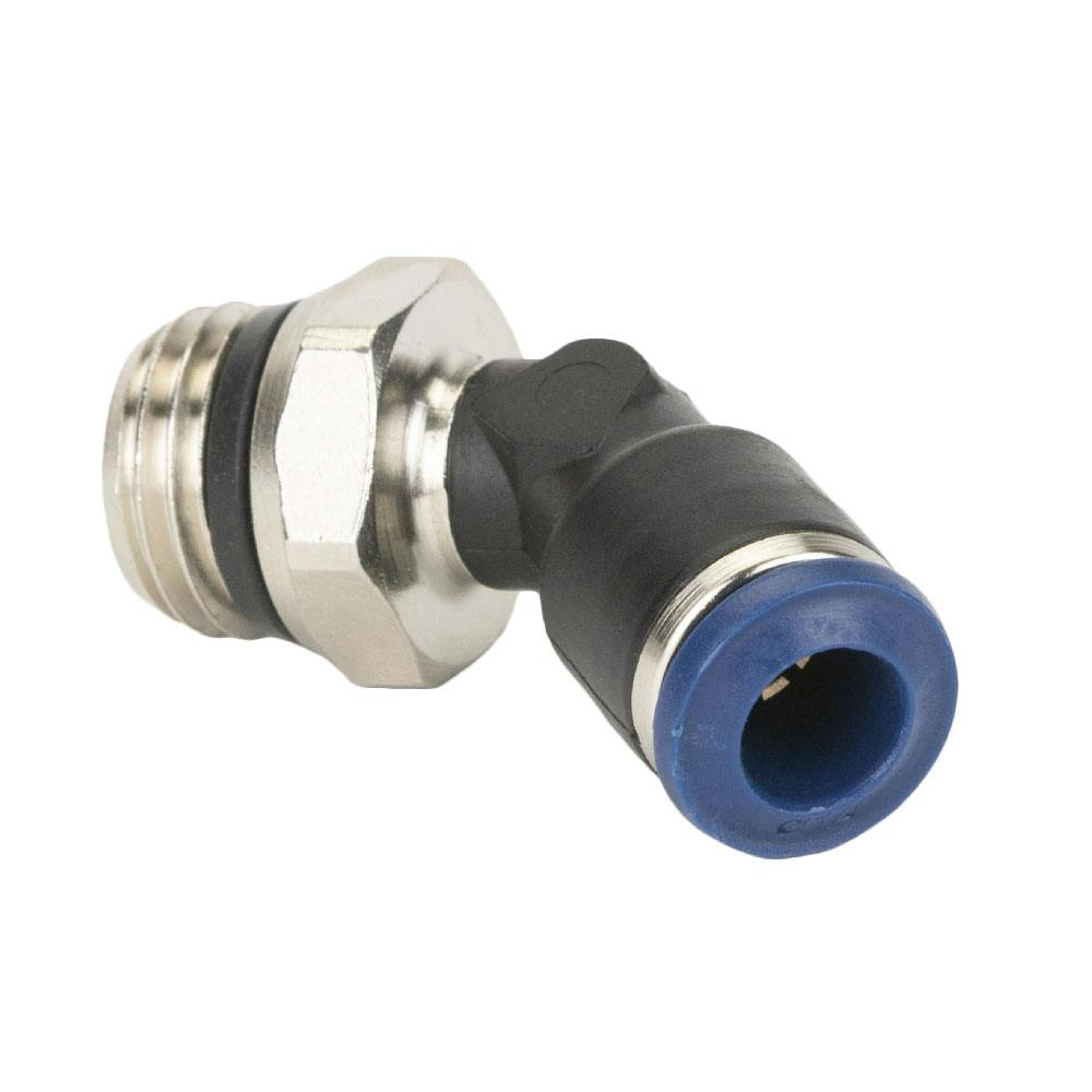 1/4" Tube OD x 1/4" SWIFTFIT Universal Thread 85 Series Black Nylon Male 45° Swivel Elbow