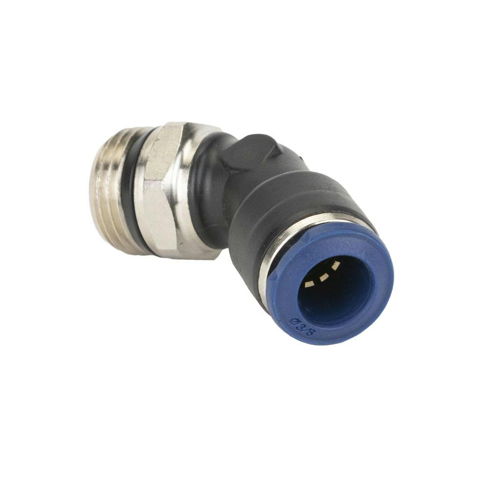 3/8" Tube OD x 3/8" SWIFTFIT Universal Thread 85 Series Black Nylon Male 45° Swivel Elbow