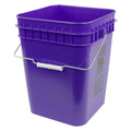 4 Gallon Purple HDPE Economy Square Bucket with Wire Bail Handle & Plastic Hand Grip (Lid Sold Separately)