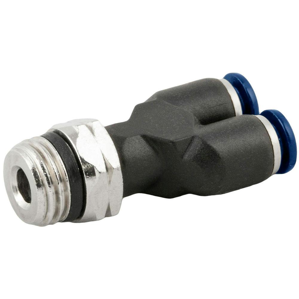 1/2" Tube OD x 1/2" Tube OD x 1/2" SWIFTFIT Universal Thread 85 Series Black Nylon Male Union Y