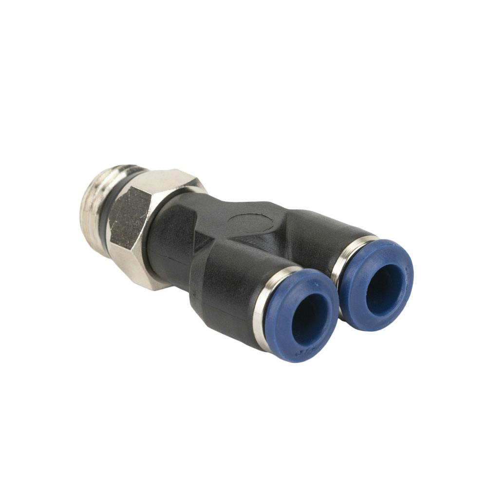 1/4" Tube OD x 1/4" Tube OD x 1/4" SWIFTFIT Universal Thread 85 Series Black Nylon Male Union Y