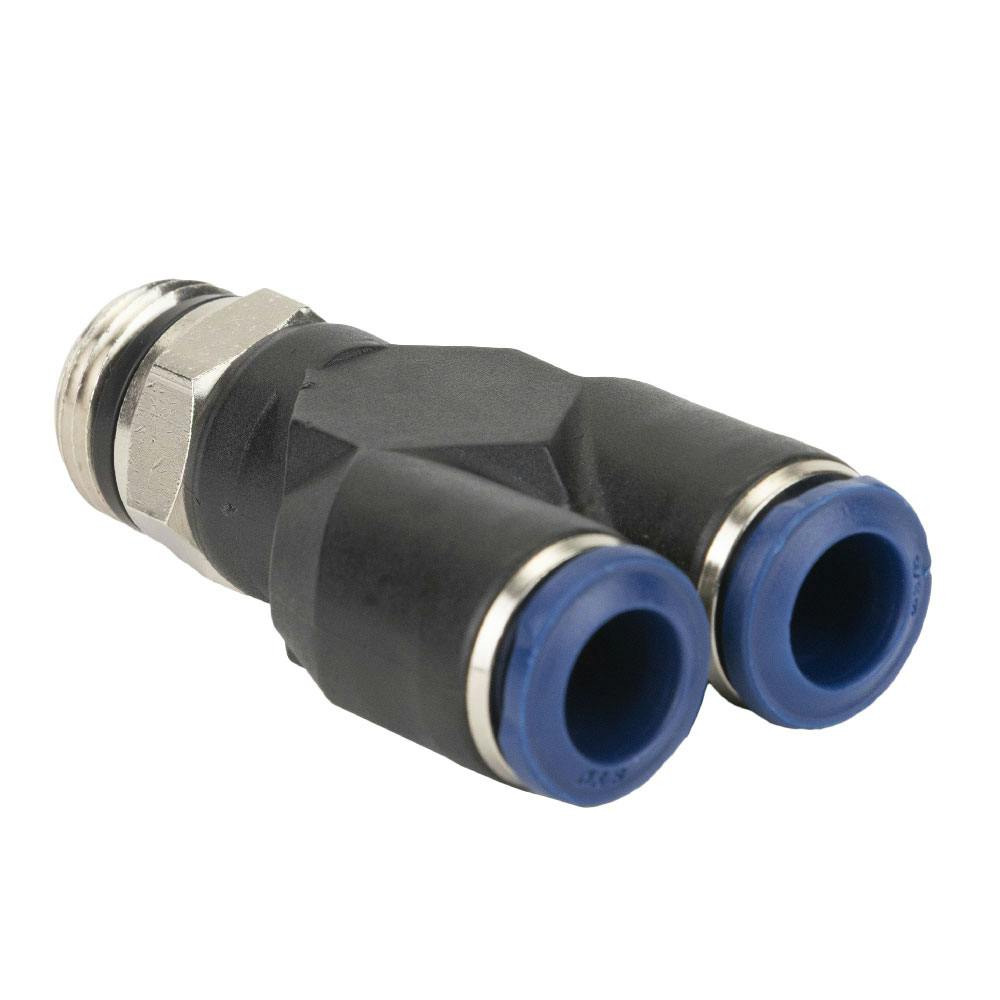 3/8" Tube OD x 3/8" Tube OD x 3/8" SWIFTFIT Universal Thread 85 Series Black Nylon Male Union Y