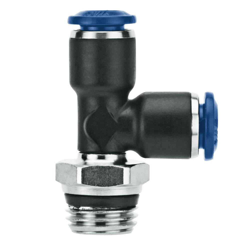 1/2" Tube OD x 1/2" SWIFTFIT Universal Thread x 1/2" Tube OD 85 Series Black Nylon Male Run Swivel Tee