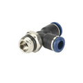 1/4" Tube OD x 1/4" SWIFTFIT Universal Thread x 1/4" Tube OD 85 Series Black Nylon Male Run Swivel Tee