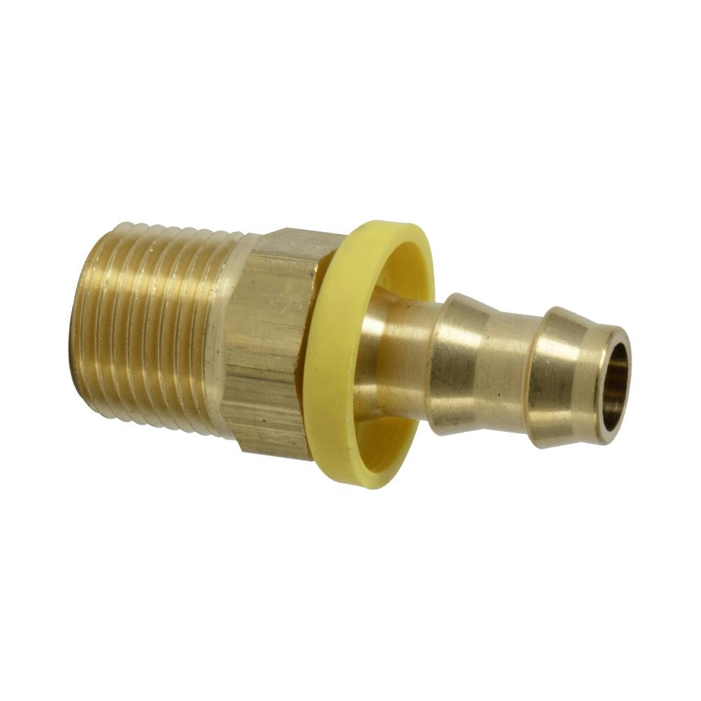 3/8"-18 MNPTF x 3/8" Hose Barb Brass Male Push-Lok® Fitting with Yellow Collet