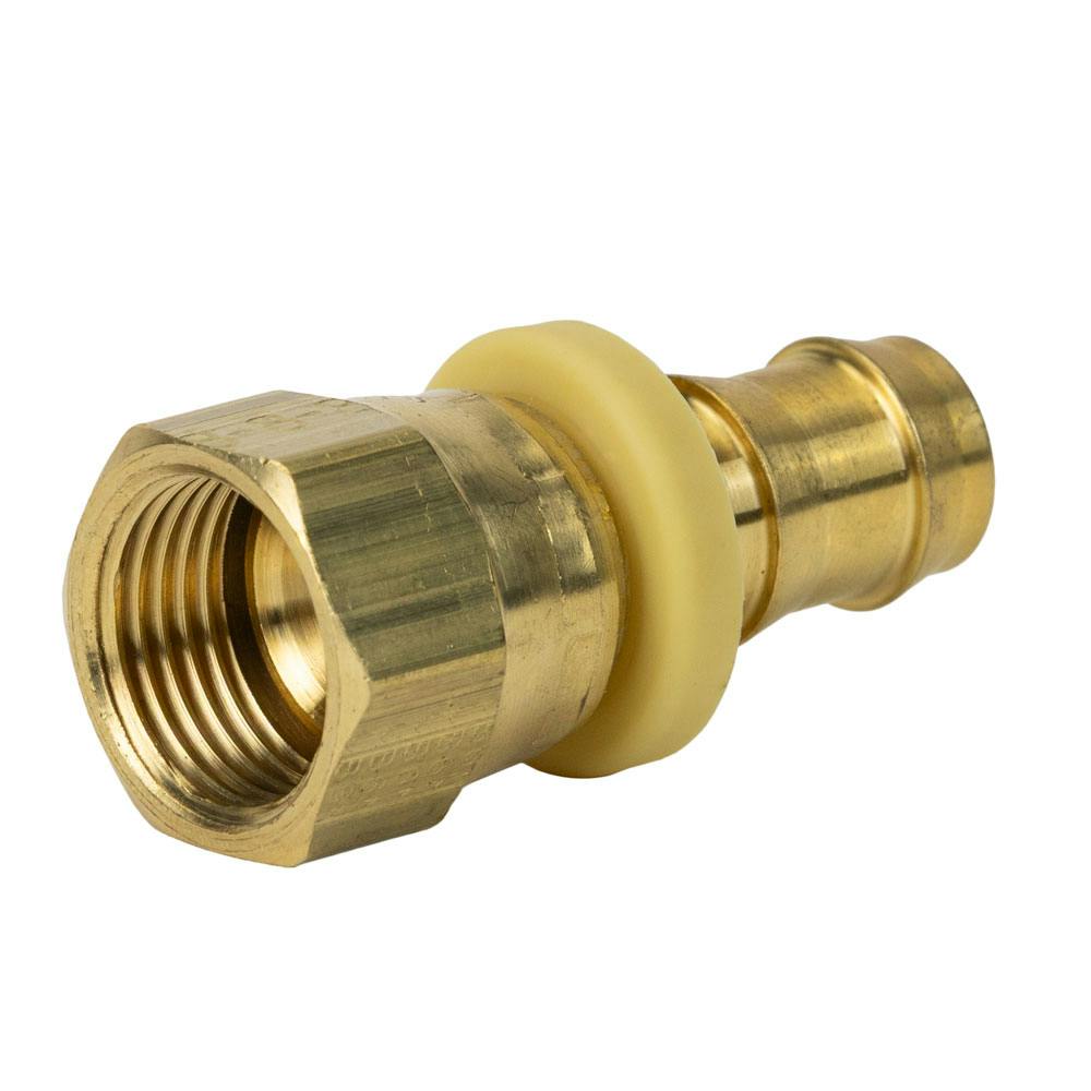 1/2" Female JIC 37° Swivel x 1/2" Hose Barb Brass Push-Lok® Fitting with Yellow Collet