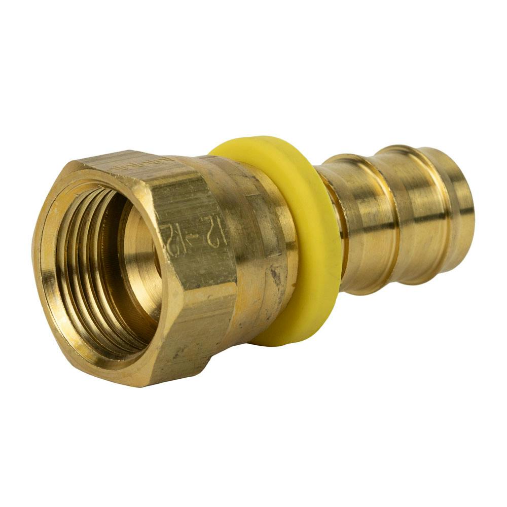 3/4" Female JIC 37° Swivel x 3/4" Hose Barb Brass Push-Lok® Fitting with Yellow Collet