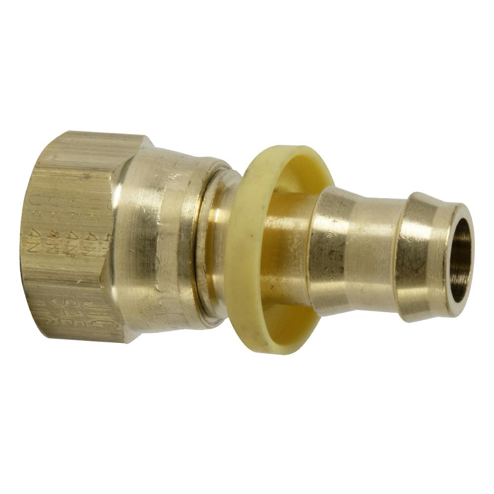 1/2" Female SAE 45° Swivel x 1/2" Hose Barb Brass Push-Lok® Fitting with Yellow Collet