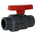 1-1/2" Threaded Gray PVC Full Port Super C Compact Ball Valve with EPDM Seals