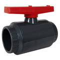 2-1/2" Socket Gray PVC Full Port Two-Piece Compact Ball Valve with EPDM Seals