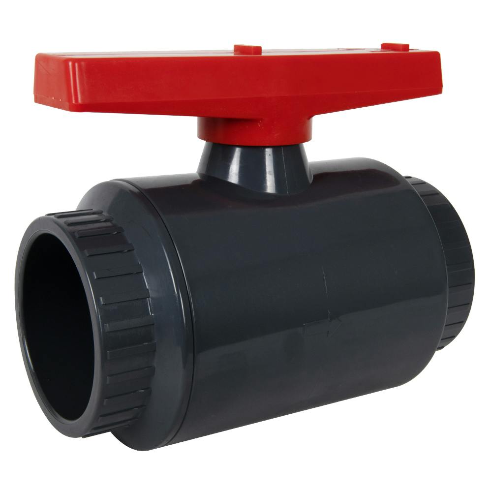 4" Socket Gray PVC Full Port Two-Piece Compact Ball Valve with EPDM Seals