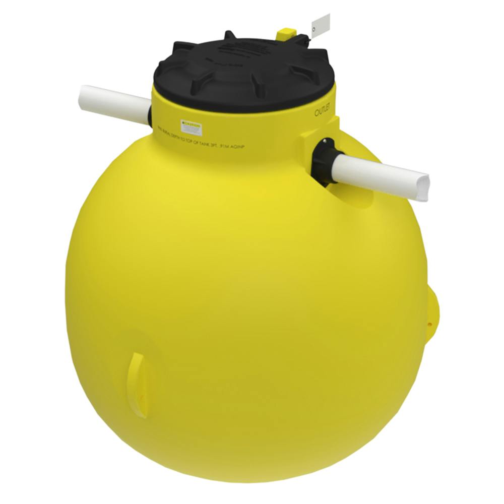 500 Gallon Yellow Round Septic Tank with 24" Locking Black Lid - 63" Dia. x 74" Hgt.