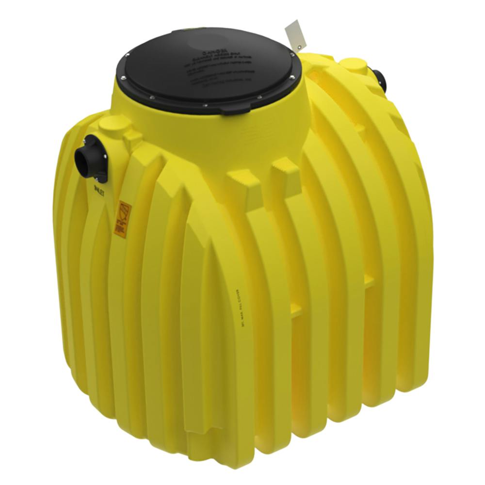 750 Gallon Yellow Single Compartment Loaf Septic Tank with 24" Locking Black Lid - 60" L x 70" W x 60" Hgt.