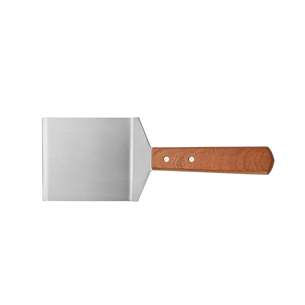 Stainless Steel Burger Turner with Wood Handle - 3.125" x 3.75" Blade