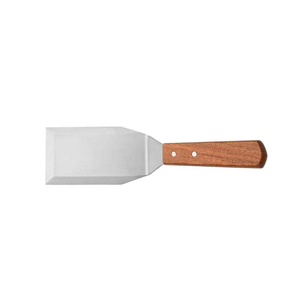 Stainless Steel Beveled Edge Turner with Wood Handle - 5.125" x 2.875" Blade