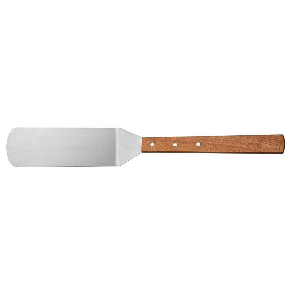 Stainless Steel Long Handle Turner with Wood Handle - 8.5" x 2.875" Blade