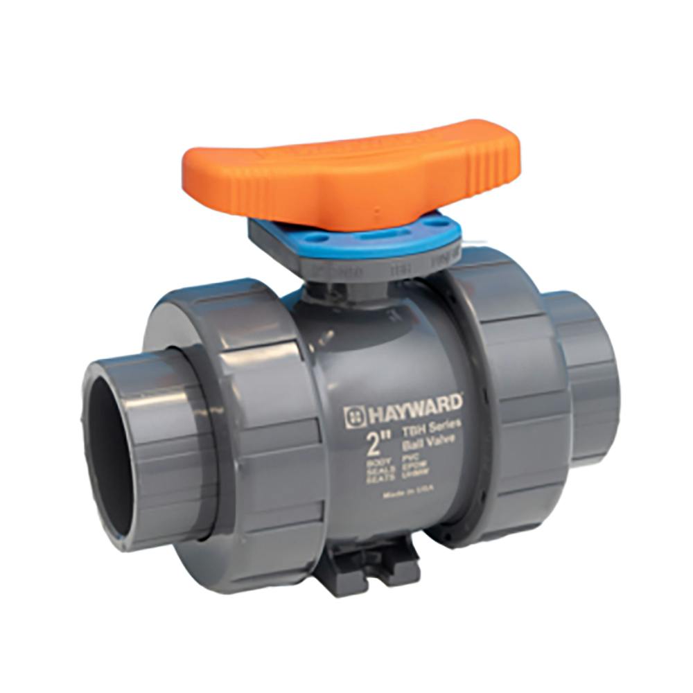 1-1/2" Socket/Threaded Gray PVC PFAS-Free TBH Series True Union Ball Valve with UHMWHDPE Seats & FPM O-Rings