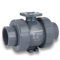 2" Socket/Threaded Gray CPVC PFAS-Free TBH Series True Union Ball Valve for Actuation with UHMWHDPE Seats & FPM O-Rings