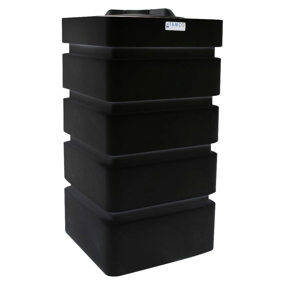 100 Gallon Black LLDPE Tamco® Rectangular Ribbed Tank with 16" Lid & 20 Gallon Graduations - 24" L x 24" W x 45" Hgt.