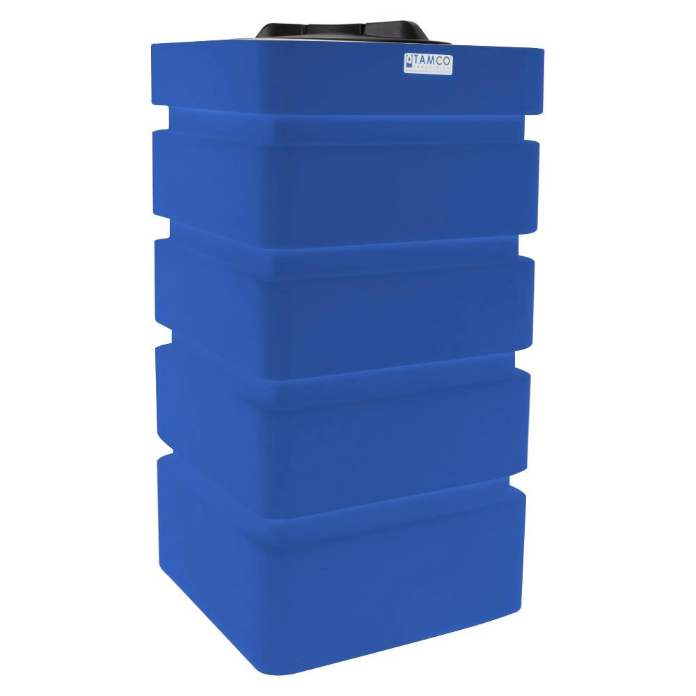 100 Gallon Blue LLDPE Tamco® Rectangular Ribbed Tank with 16" Lid & 20 Gallon Graduations - 24" L x 24" W x 45" Hgt.