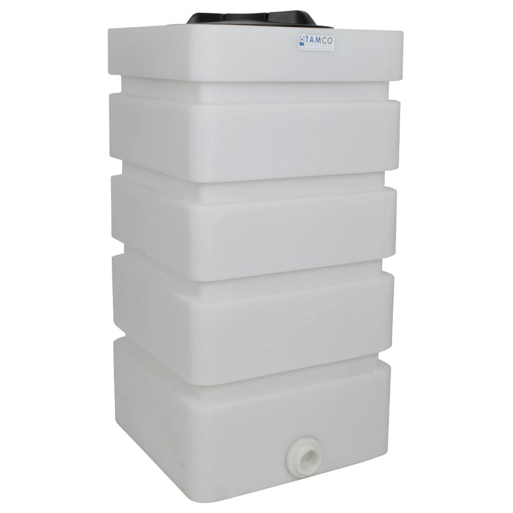 100 Gallon Natural LLDPE Tamco® Rectangular Ribbed Tank with 16" Lid & 20 Gallon Graduations & 2" Fitting with 3/4" MIPT Float Valve - 24" L x 24" W x 45" Hgt.