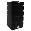 100 Gallon Black LLDPE Tamco® Rectangular Ribbed Tank with 16" Lid & 20 Gallon Graduations & 2" Fitting with 3/4" MIPT Float Valve - 24" L x 24" W x 45" Hgt.