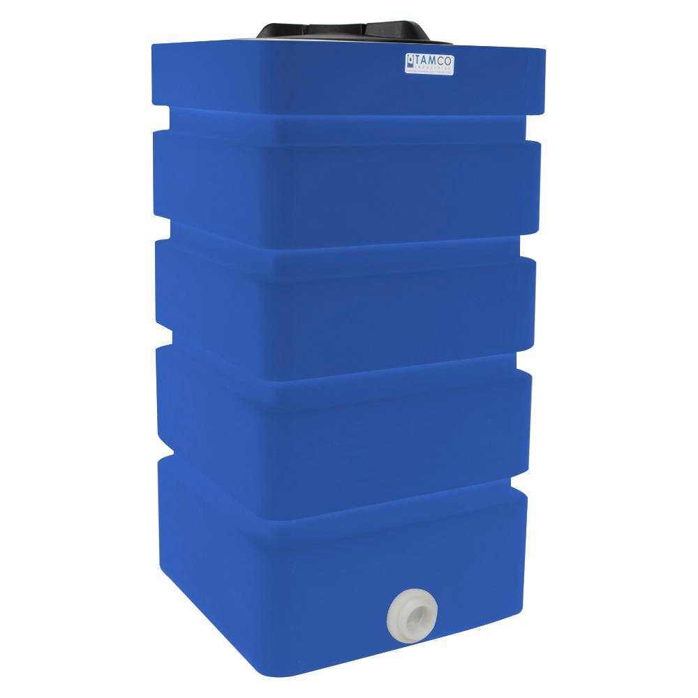 100 Gallon Blue LLDPE Tamco® Rectangular Ribbed Tank with 16" Lid & 20 Gallon Graduations & 2" Fitting - 24" L x 24" W x 45" Hgt.