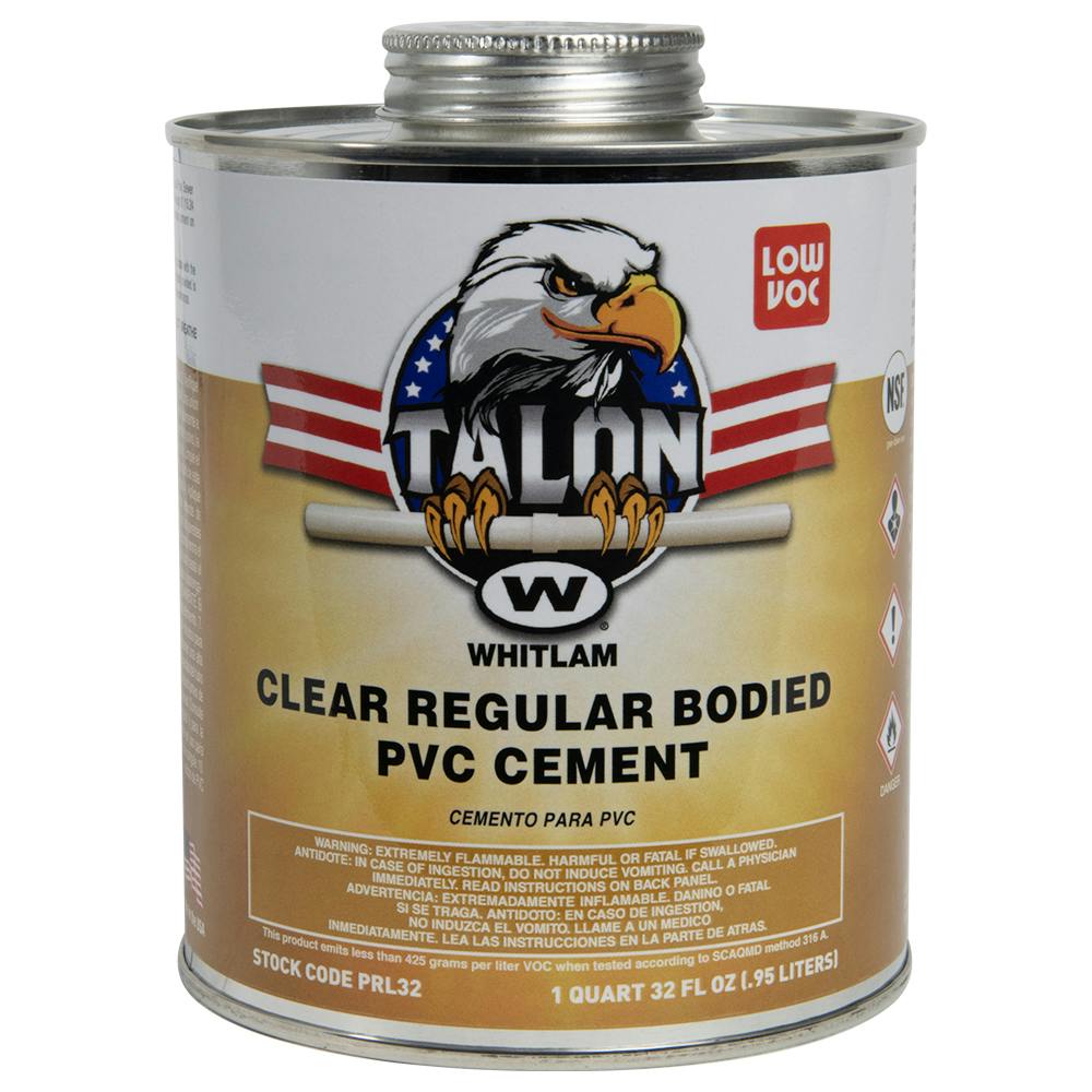 Quart TALON™ Low VOC Clear Regular-Bodied PVC Cement