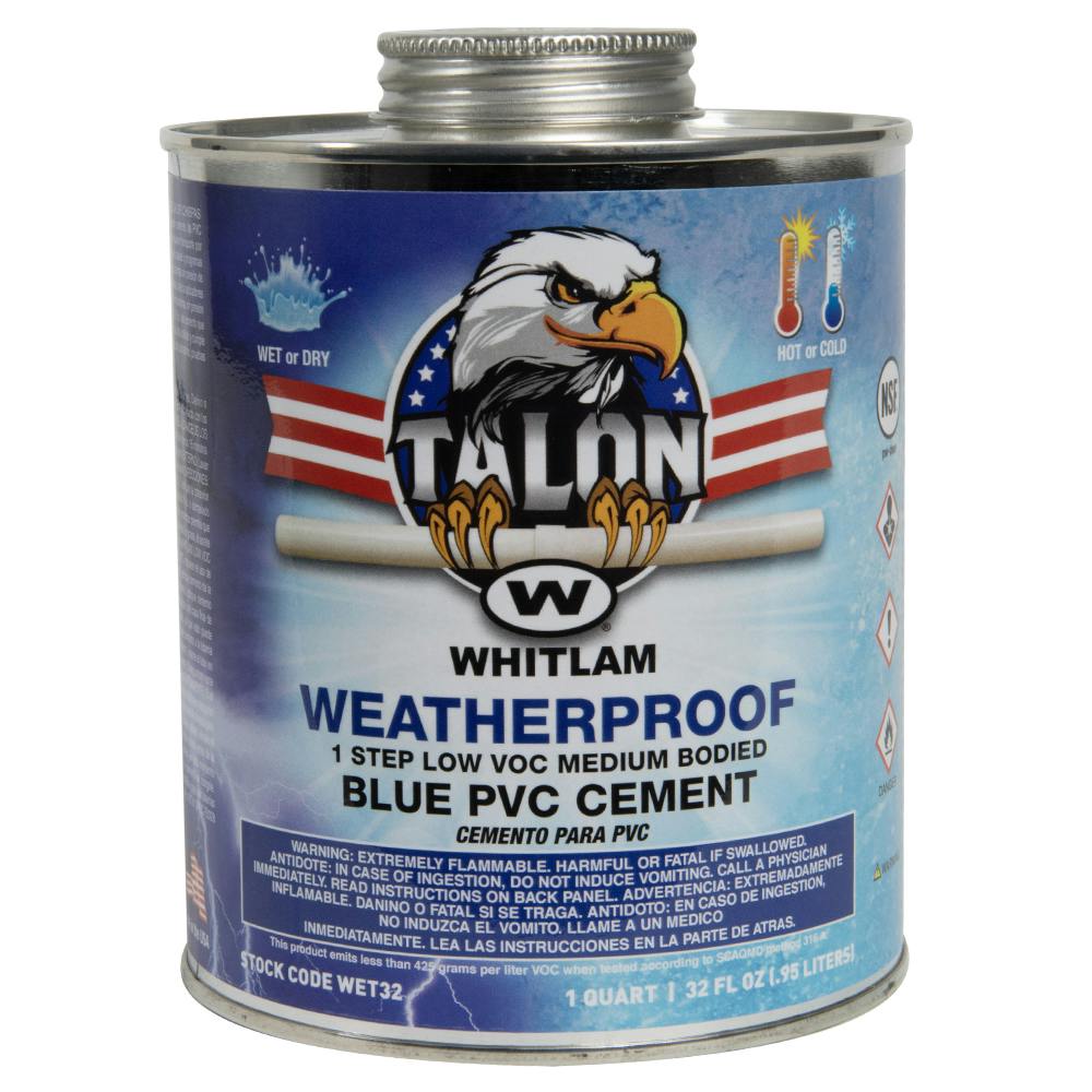 Quart TALON™ Weatherproof Blue Low VOC Medium-Bodied Wet/Dry PVC Cement