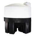 175 Gallon Natural HDPE 30° Cone Bottom Bulk Storage Tank (1.5 Specific Gravity) with 16" Lid, 2" Fitting & Black PE Support Stand - 43" Dia. x 49" Hgt.