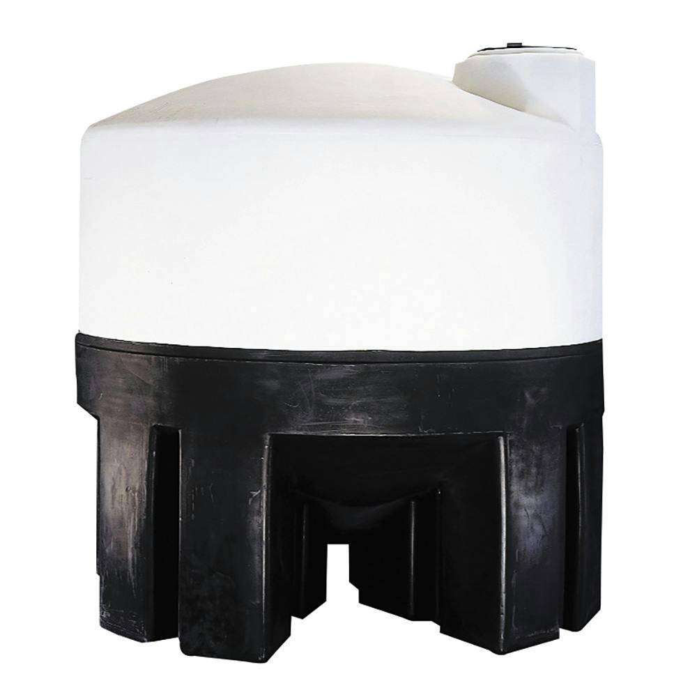 1050 Gallon Natural HDPE 20° Cone Bottom Bulk Storage Tank (1.5 Specific Gravity) with 16" Lid, 2" Fitting & Black PE Support Stand - 73" Dia. x 86" Hgt.
