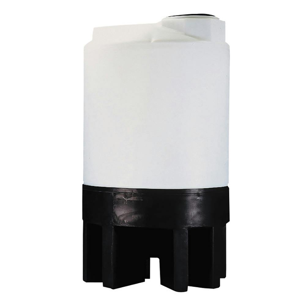 100 Gallon Natural HDPE 19° Cone Bottom Bulk Storage Tank (1.5 Specific Gravity) with 8" Lid & Black PE Support Stand - 31" Dia. x 48" Hgt.