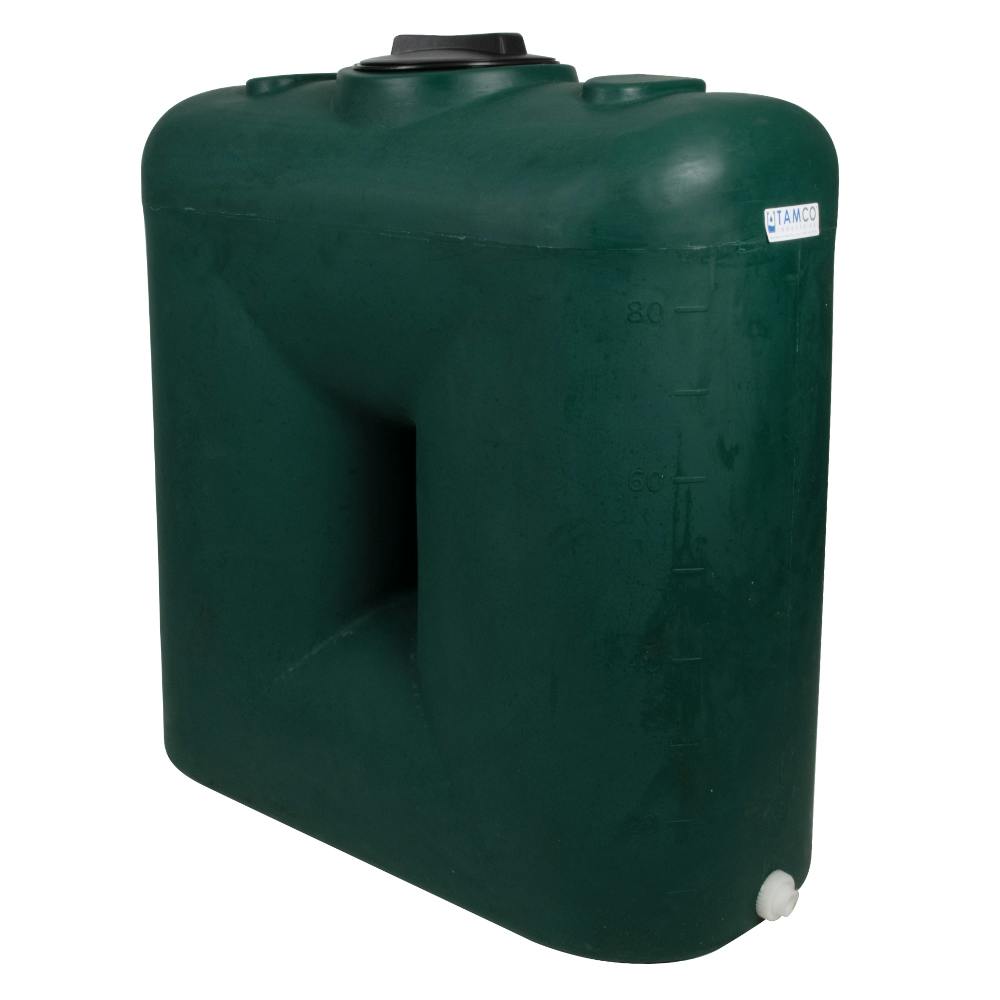 150 Gallon Forest Green LLDPE Tamco® Rectangular Dual-Barrel Doorway Tank with 8" Lid, 3/4" FNPT Connection & 15 Gallon Graduations - 45" L x 22" W x 43-1/2" Hgt.