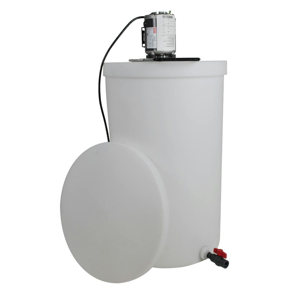 55 Gallon Natural LLDPE Tamco® Cylindrical Tank with 3/4" PVC Ball Valve, Frame & 2-Blade Portable Mixer