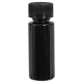 1 oz. Black PET Cylindrical Bottle with 20/400 Black Ribbed Child-Resistant Cap (CRC) with F217 Liner