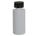 2 oz. White PET Cylindrical Bottle with 20/400 Black Ribbed Child-Resistant Cap (CRC) with F217 Liner
