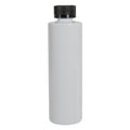 8 oz. White PET Cylindrical Bottle with 24/400 Black Ribbed Child-Resistant Cap (CRC) with F217 Liner