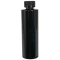 8 oz. Black PET Cylindrical Bottle with 24/400 Black Ribbed Child-Resistant Cap (CRC) with F217 Liner