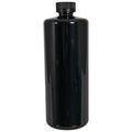 32 oz. Black PET Cylindrical Bottle with 28/400 Black Ribbed Child-Resistant Cap (CRC) with F217 Liner