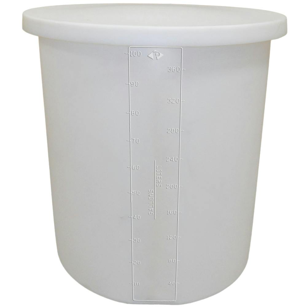 100 Gallon Natural XLPE Cylindrical ProChem® Open Top Process Chemical Tank (1.5 Specific Gravity) with 33-7/8" Cover - 30" Dia. x 37-1/2" Hgt.
