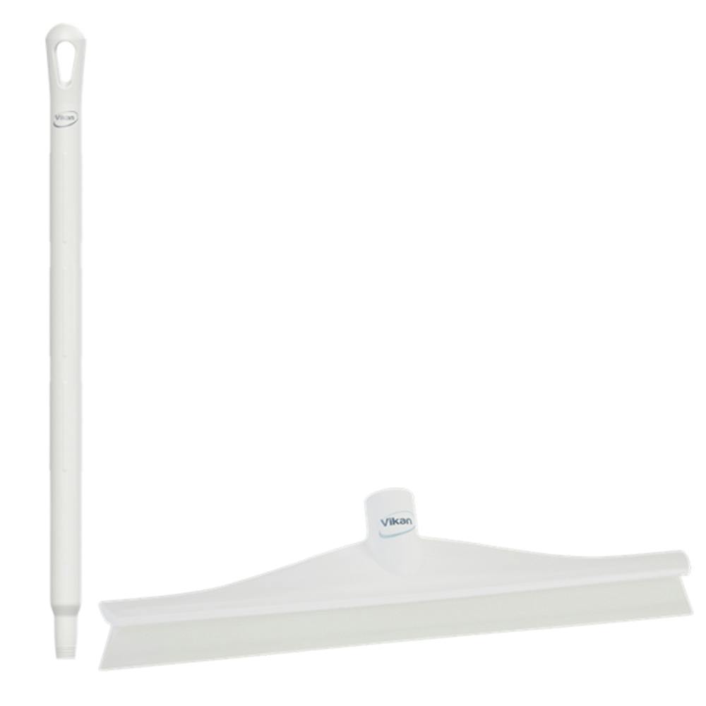 15.7" White Polypropylene Vikan® Ultra Hygiene Squeegee with Single TPE Rubber Blade & 25.6" White Ultra Hygienic Handle