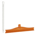15.7" Orange Polypropylene Vikan® Ultra Hygiene Squeegee with Single TPE Rubber Blade & 25.6" White Ultra Hygienic Handle