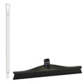 15.7" Black Polypropylene Vikan® Ultra Hygiene Squeegee with Single TPE Rubber Blade & 25.6" White Ultra Hygienic Handle