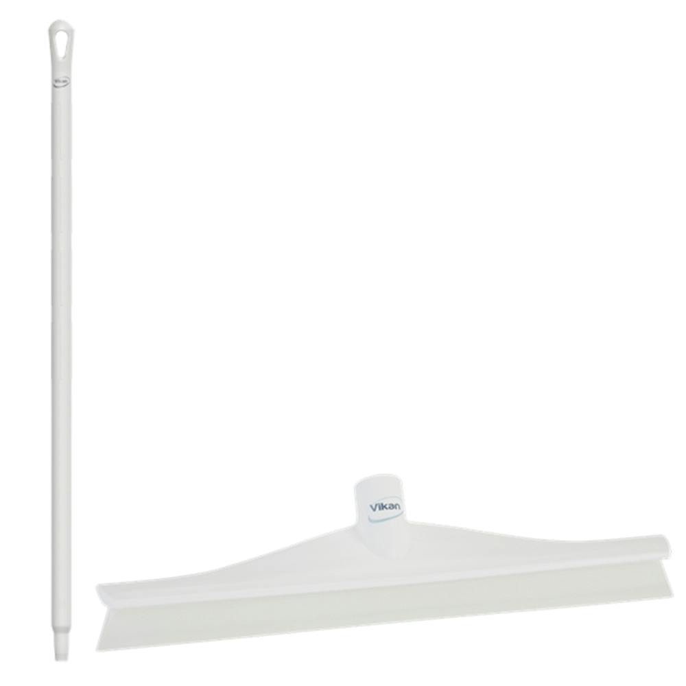 15.7" White Polypropylene Vikan® Ultra Hygiene Squeegee with Single TPE Rubber Blade & 39.4" White Ultra Hygienic Handle