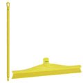 15.7" Yellow Polypropylene Vikan® Ultra Hygiene Squeegee with Single TPE Rubber Blade & 39.4" Yellow Ultra Hygienic Handle
