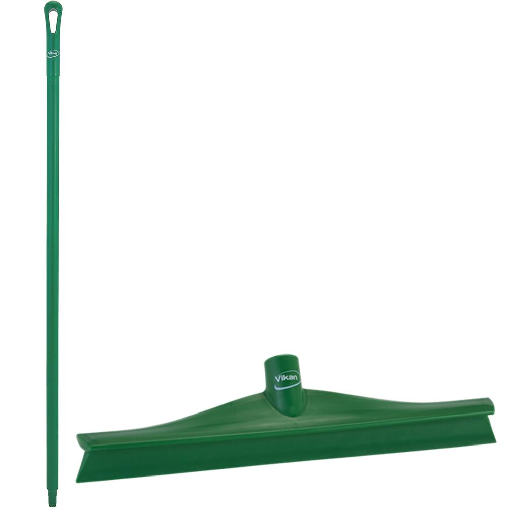 15.7" Green Polypropylene Vikan® Ultra Hygiene Squeegee with Single TPE Rubber Blade & 51.2" Green Ultra Hygienic Handle