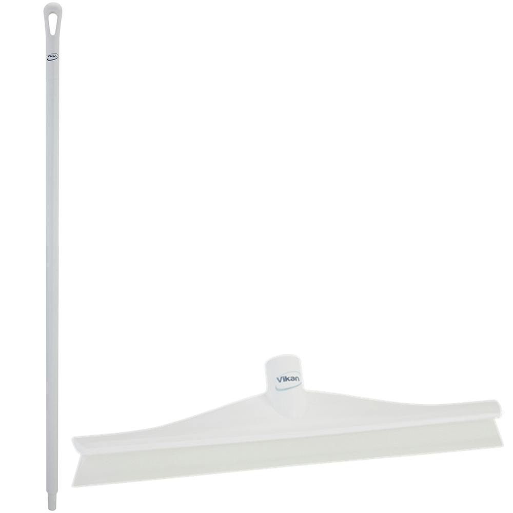 15.7" White Polypropylene Vikan® Ultra Hygiene Squeegee with Single TPE Rubber Blade & 51.2" White Ultra Hygienic Handle