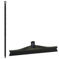 15.7" Black Polypropylene Vikan® Ultra Hygiene Squeegee with Single TPE Rubber Blade & 51.2" Black Ultra Hygienic Handle